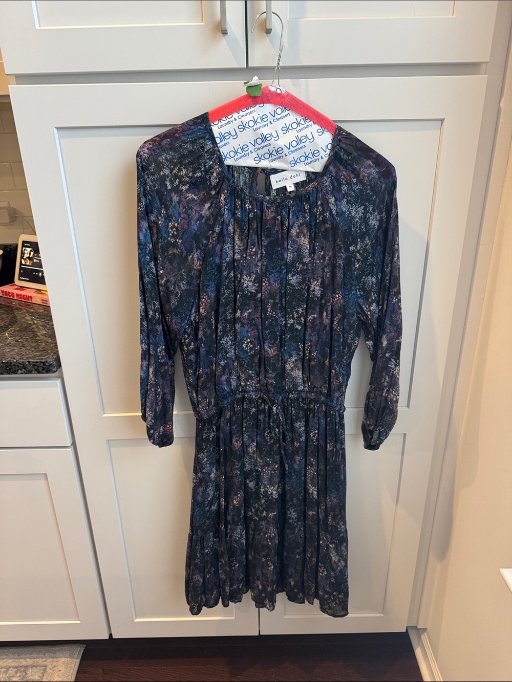 Bella Dahl Navy Floral Long-Sleeve Waist-Tie Dress